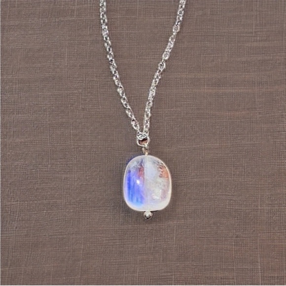 Hand Made Rainbow Moonstone Charm Necklace - Picture 5 of 8